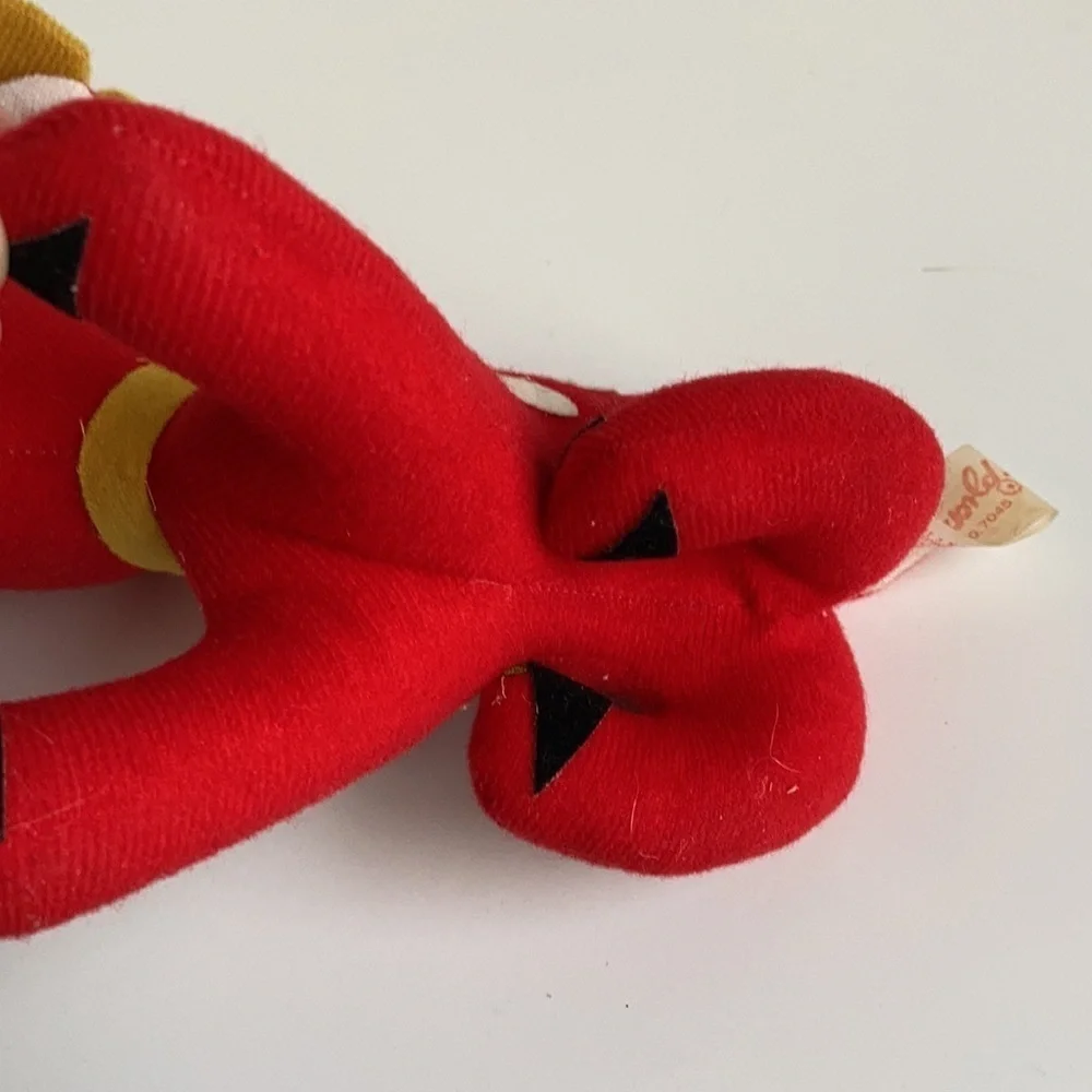 Vintage Fun World, Inc. Taiwan stuffed red reindeer white spots Christmas